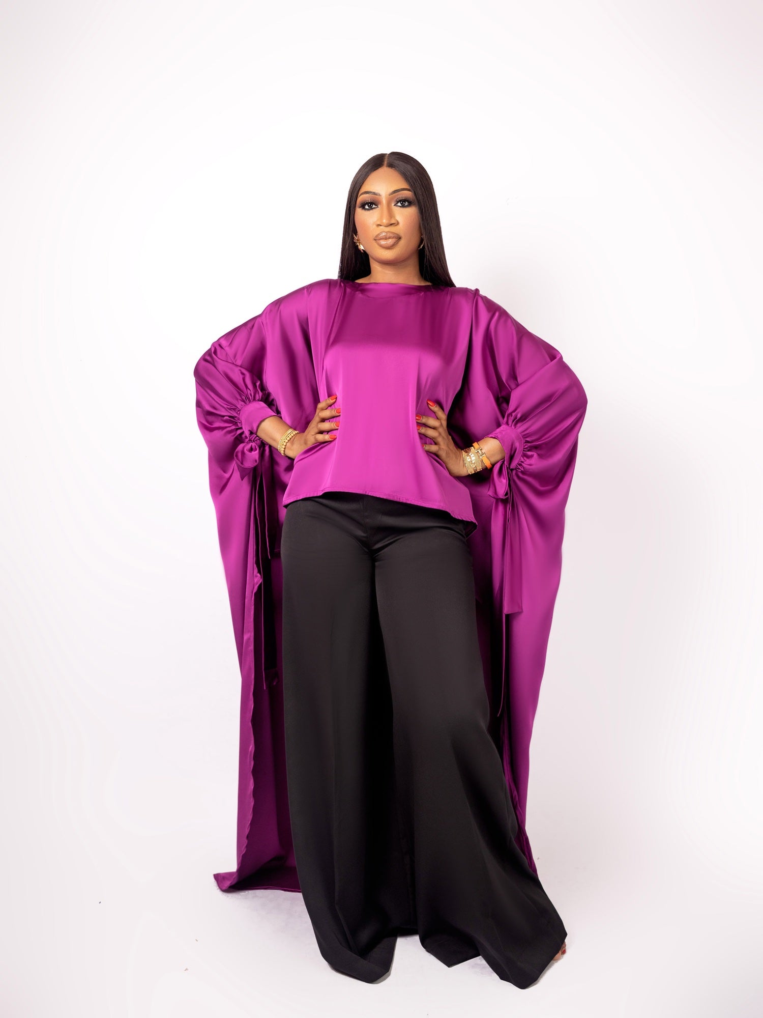 Magenta Silk Two Piece