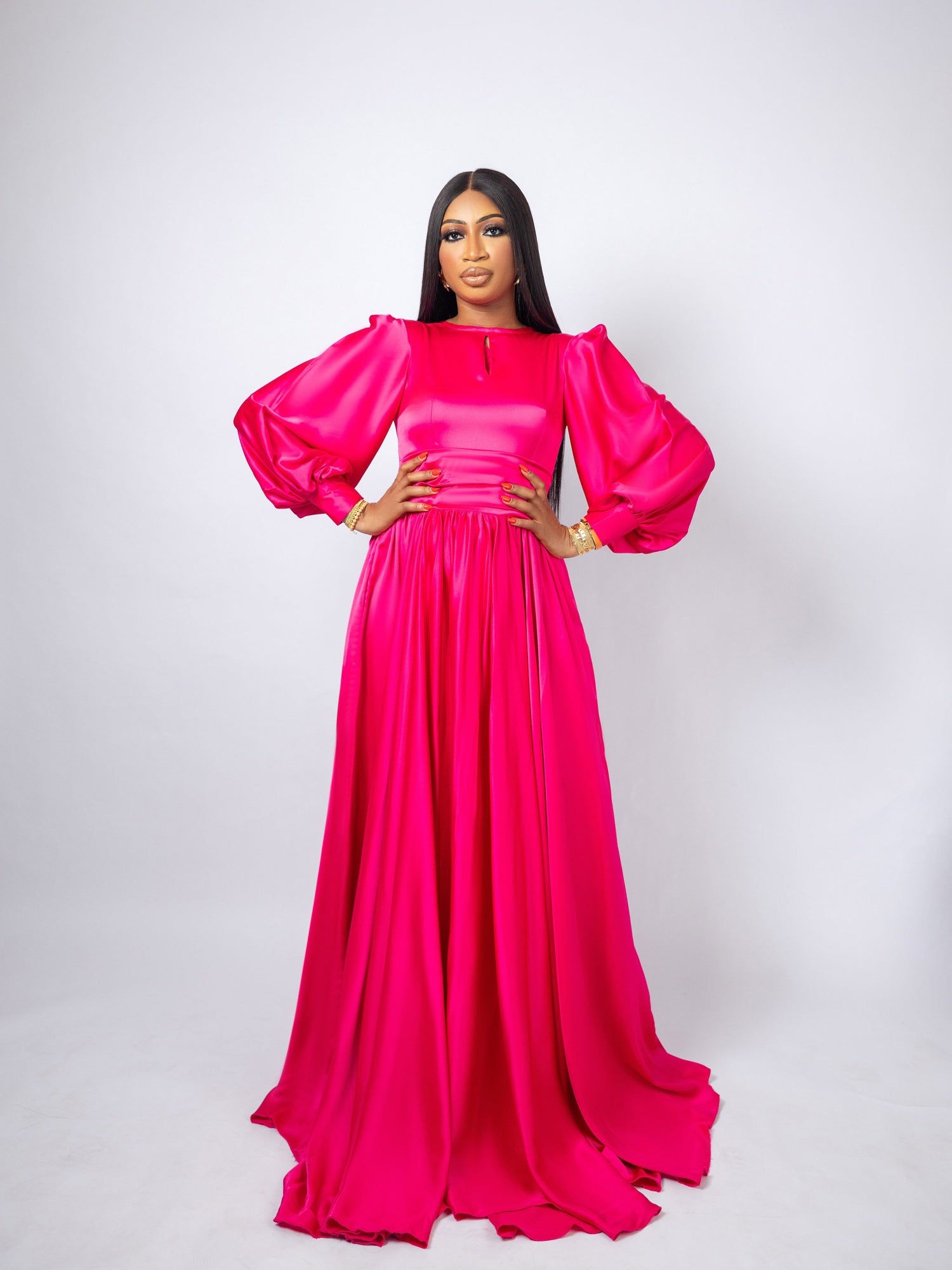 Bright Pink Satin Dress