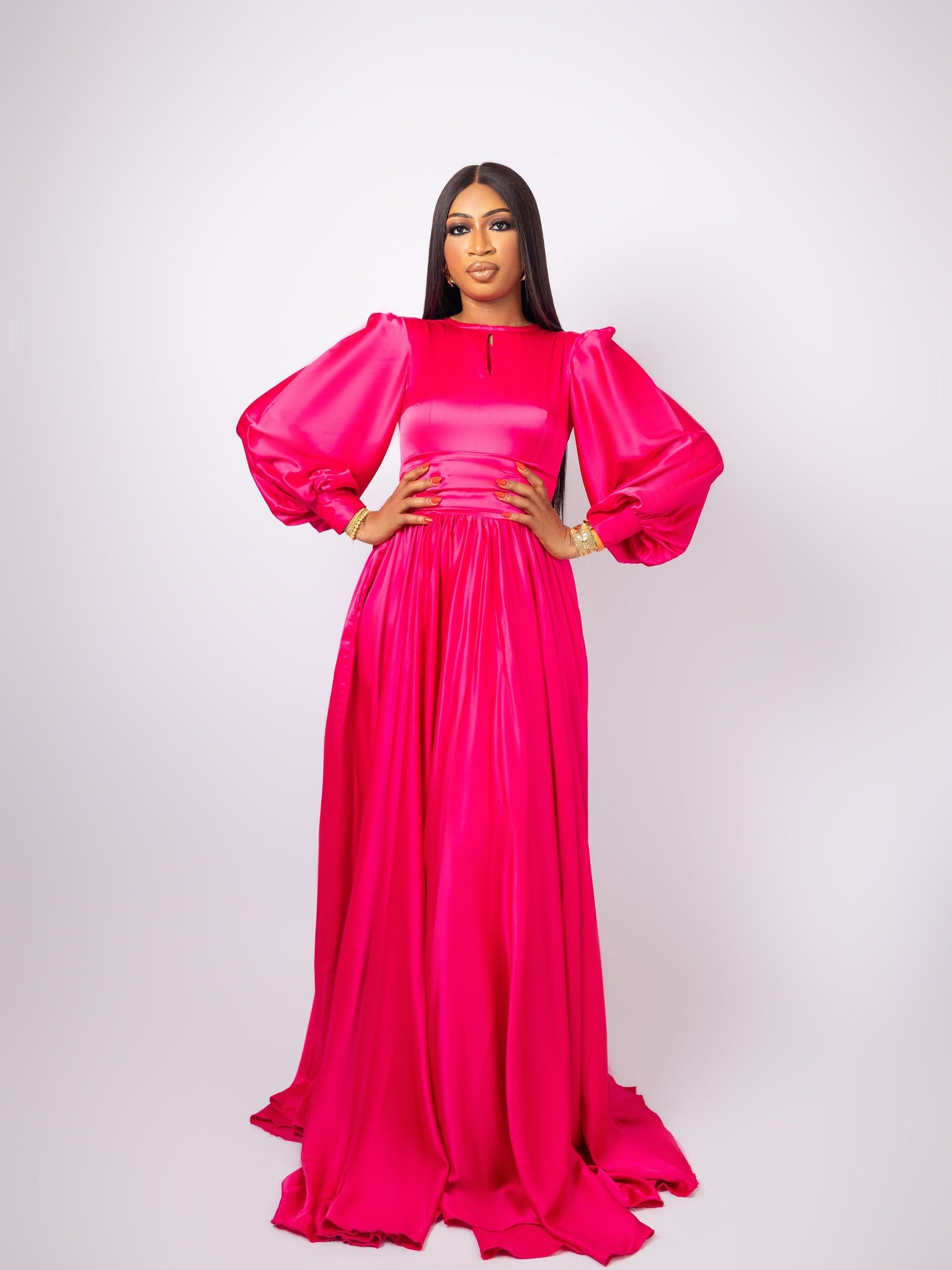 Bright Pink Satin Dress