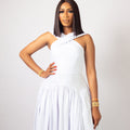 White Wrap Neckline Maxi Dress