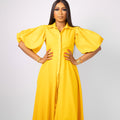 Yellow Puff Sleeve Maxi Dress