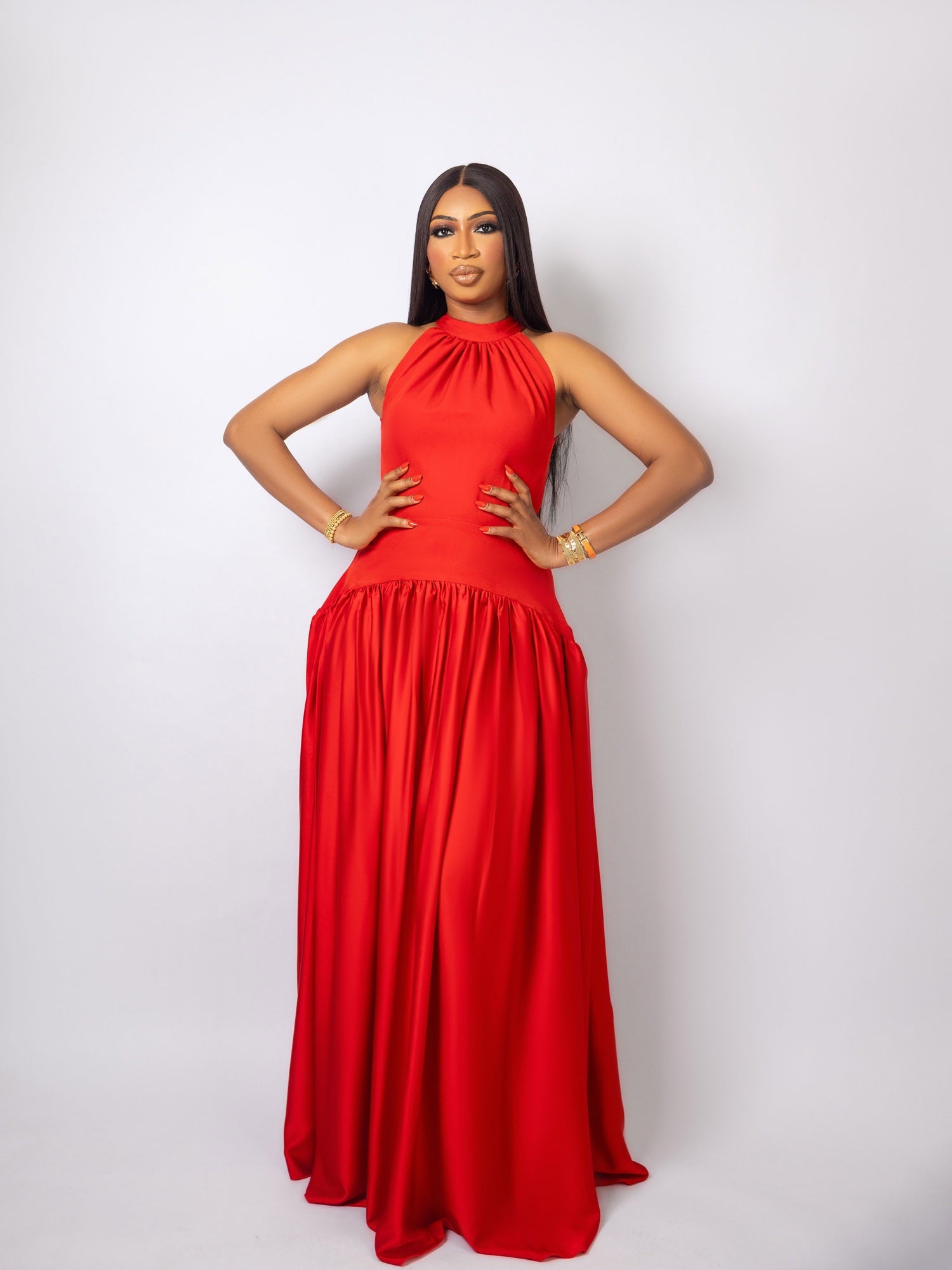 Red Silk Maxi Dress