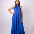 Blue Tie-Back Maxi Dress