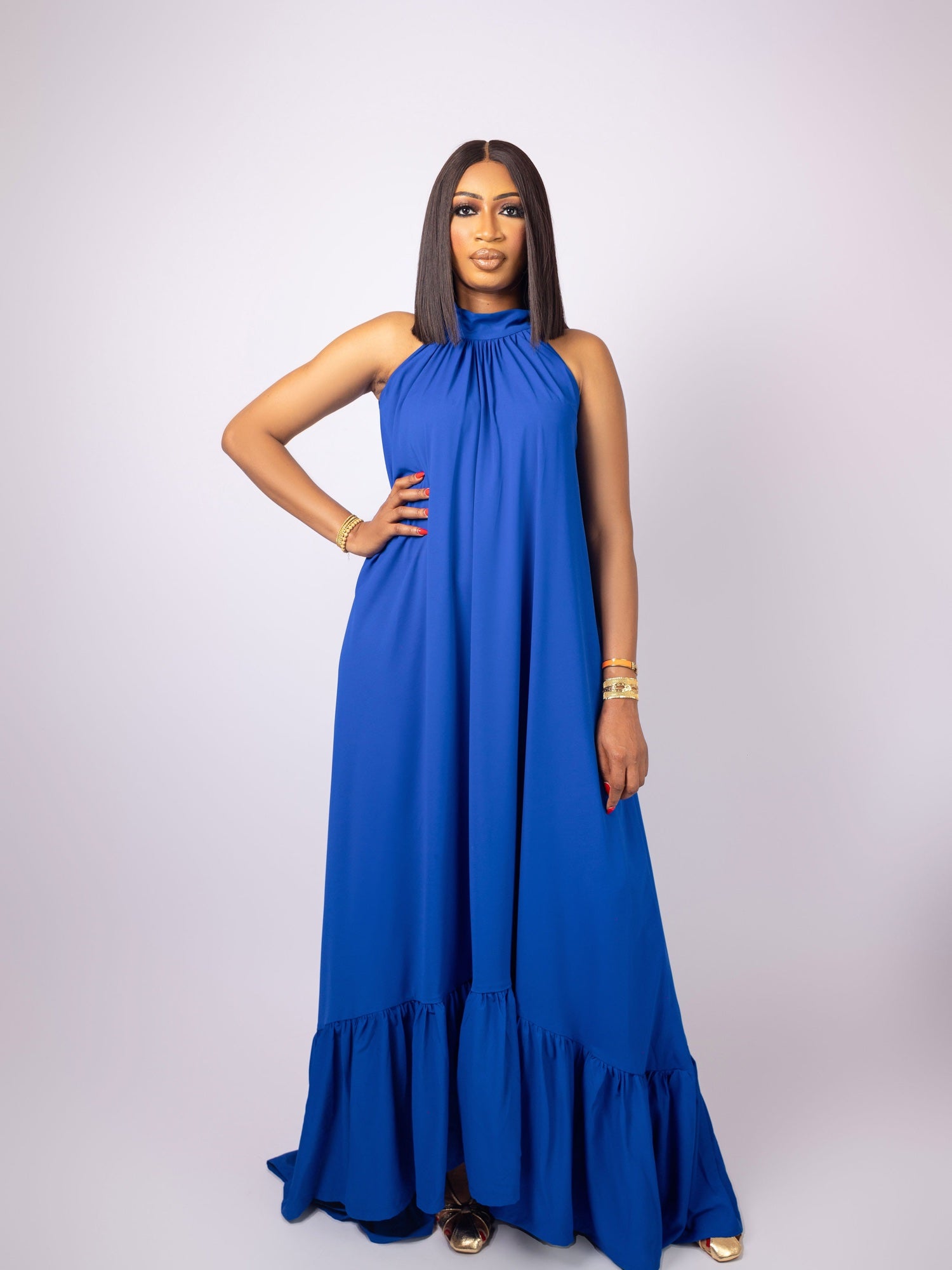 Blue Tie-Back Maxi Dress