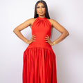 Red Silk Maxi Dress