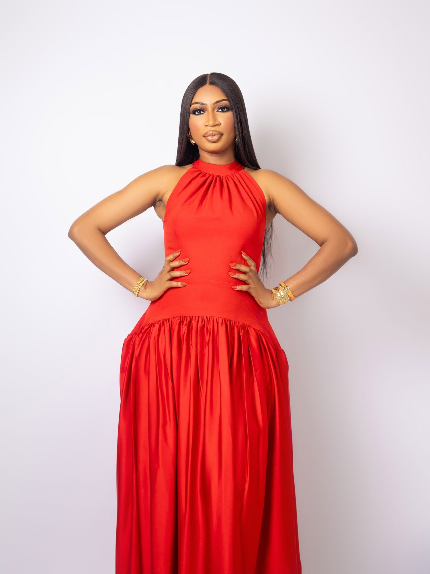 Red Silk Maxi Dress